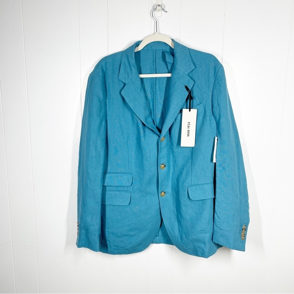 Nwt Man 1924 Blue Kennedy Linen Blazer Size 52